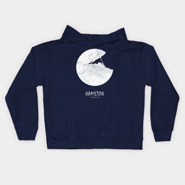 Hamilton, Canada City Map - Full Moon Kids Hoodie by deMAP Studio